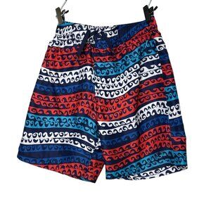 Speedo Wave Pattern Red White Blue Swim Shorts Trunkc New Without Tags Youth XL